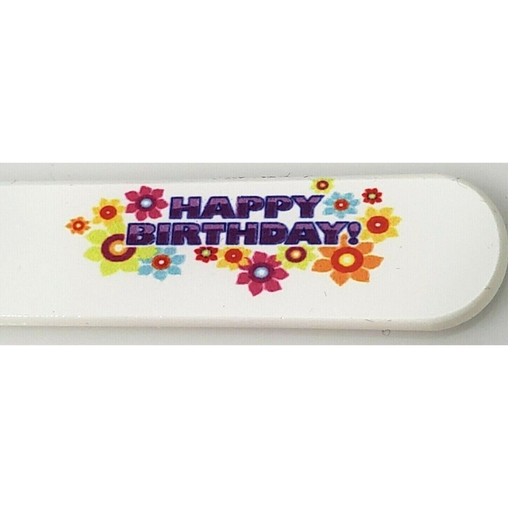 Glass Nail File Happy Birthday Czech Crystal Flower Retro Photo Printed 5.5